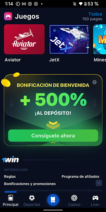 Bono en app 1win