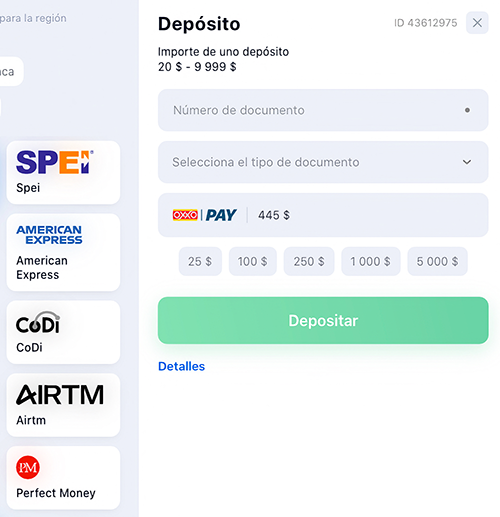 Dep&oacute;sito 1win