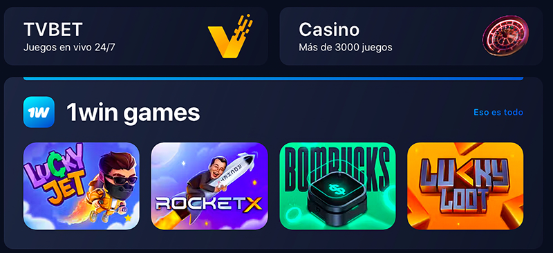 Pantalla principal 1win