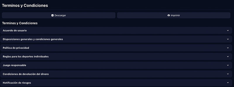 T&eacute;rminos y condicions 1win