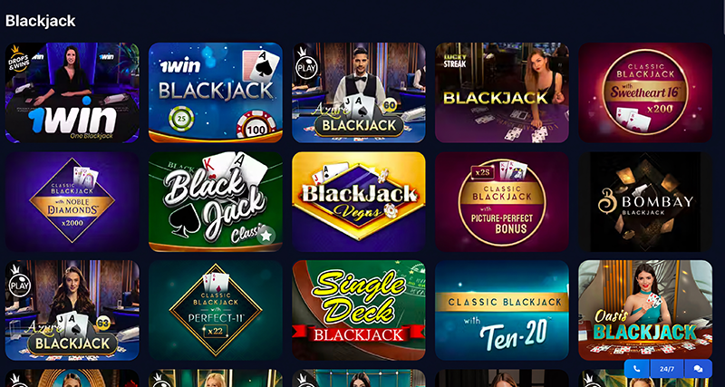 Variedad de blackjack 1win